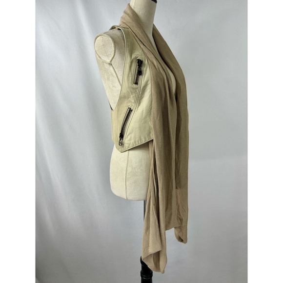 We Love Leather Doma Vest Cream Small Scarf Neck Zipper Accents - Picture 16 of 16